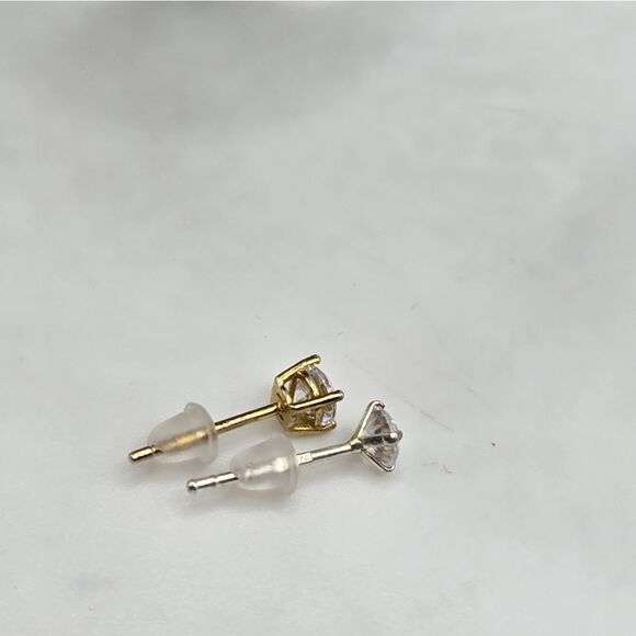 "5/$25" Mismatched Sterling Silver CZ Tiny Round Stud Earrings - Picture 3 of 8